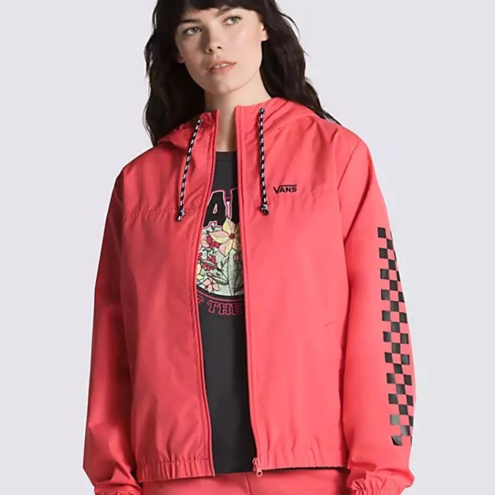 NWT Vans Kastle Check Me Jacket Calypso Coral Mesh-Lined Large